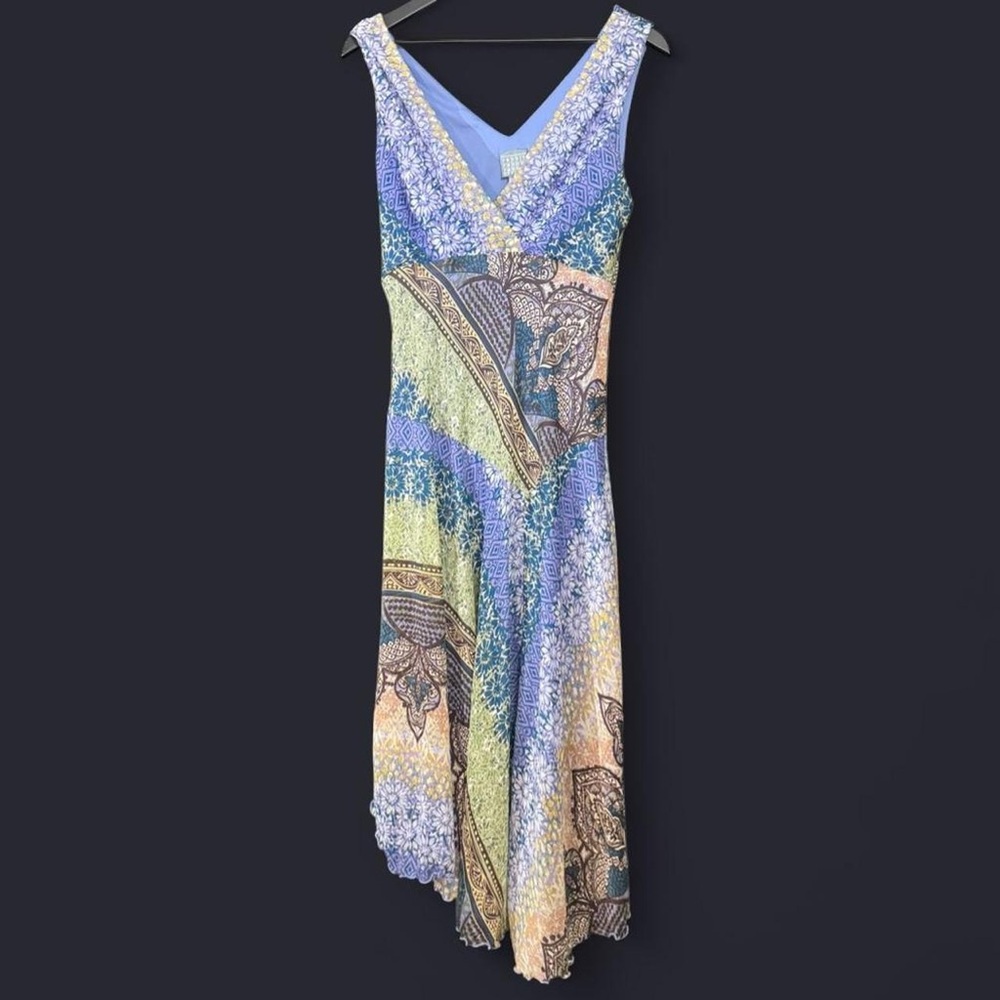 Rabbit Rabbit Rabbit Patchwork Print Midi Sleevel… - image 1